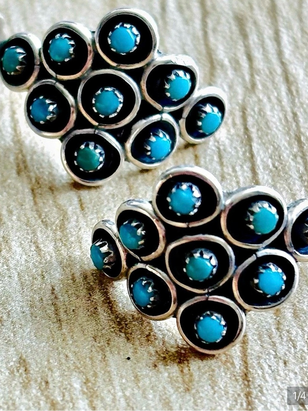 Turquoise Cluster Earrings in sterling silver